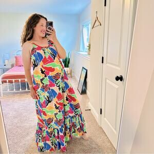 NWT de loreta Blue Red Cotton Maxi Dress Small